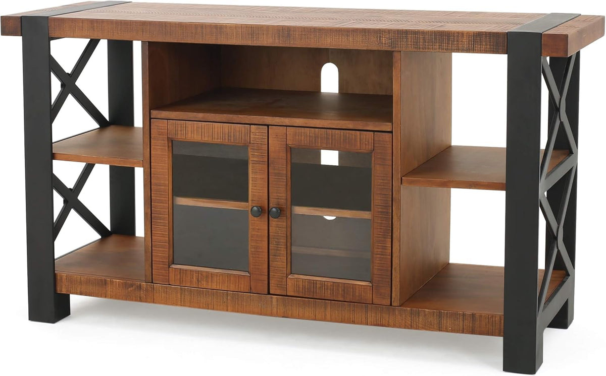 Natural Wood TV Console with Cabinets F9746