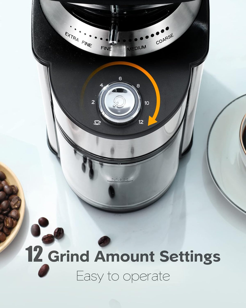 Stainless Steel Conical Burr Coffee Grinder with 19 Precise Grind Settings, Pack of 2 P209