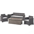 Charcoal Light Gray 5 Seater Sofa and Club Chair Set with Fire Pit P448