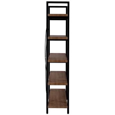 5-Tier Industrial Bookcase with Rustic Wood and Metal Frame C8172