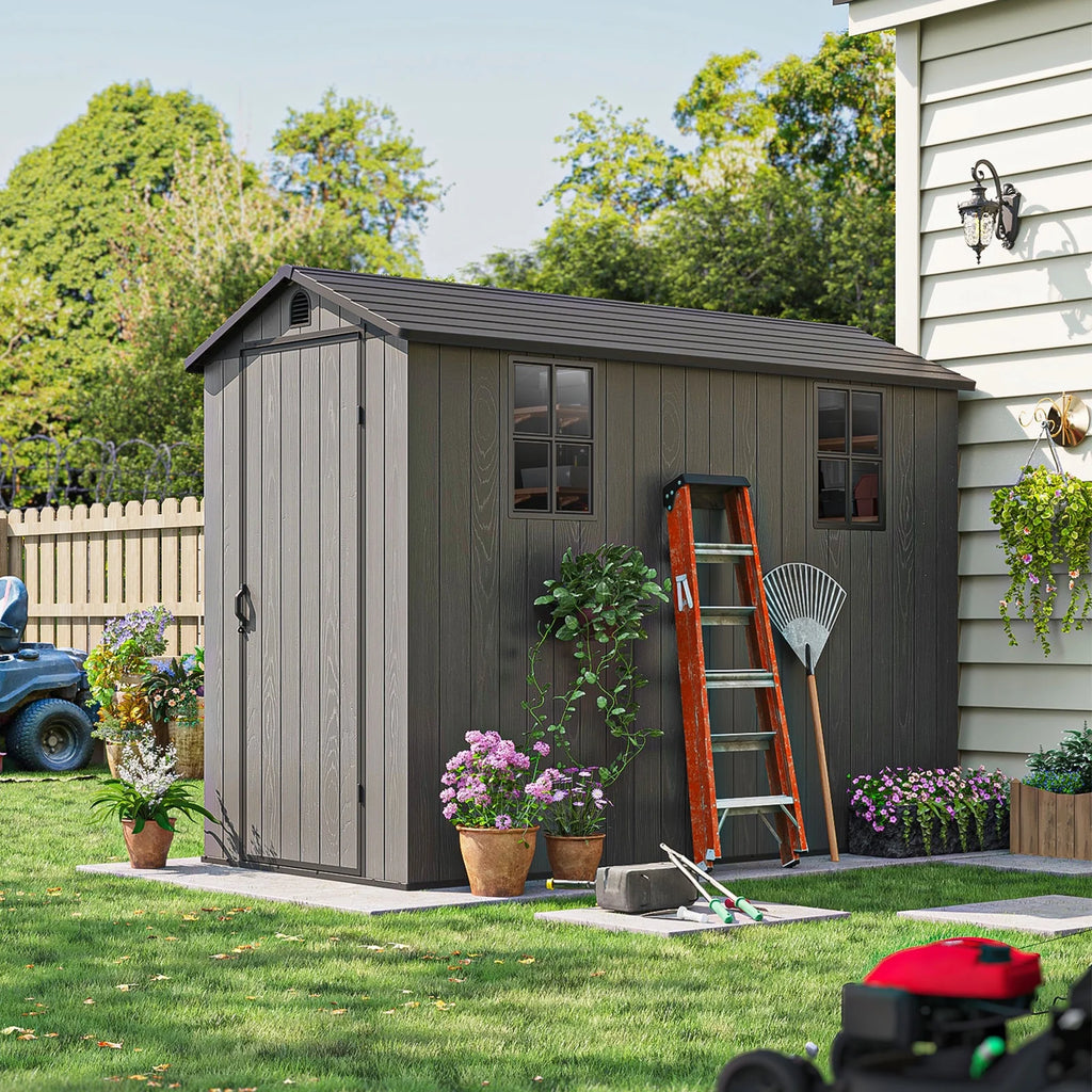 4x8 Resin Storage Shed with Lockable Doors U81368