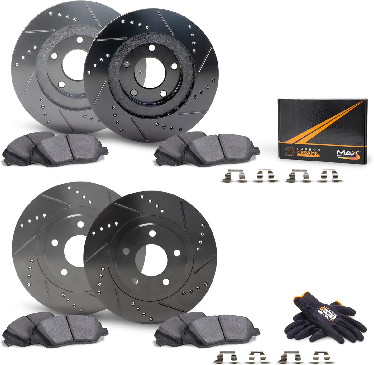 Front + Rear Carbon Ceramic Brake Rotors with Pads T183