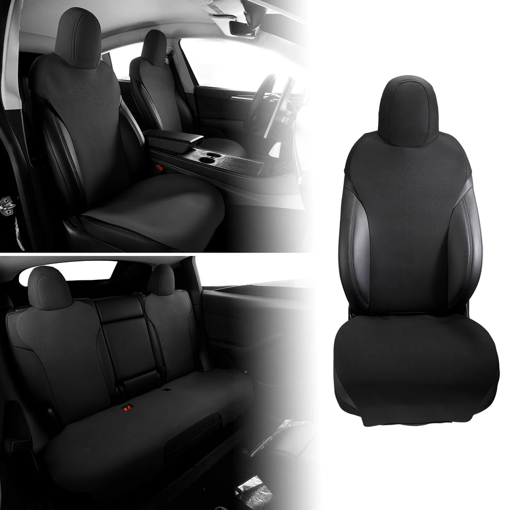 Black Suede Leather Seat Cover Cushions for Tesla Model 3 B669