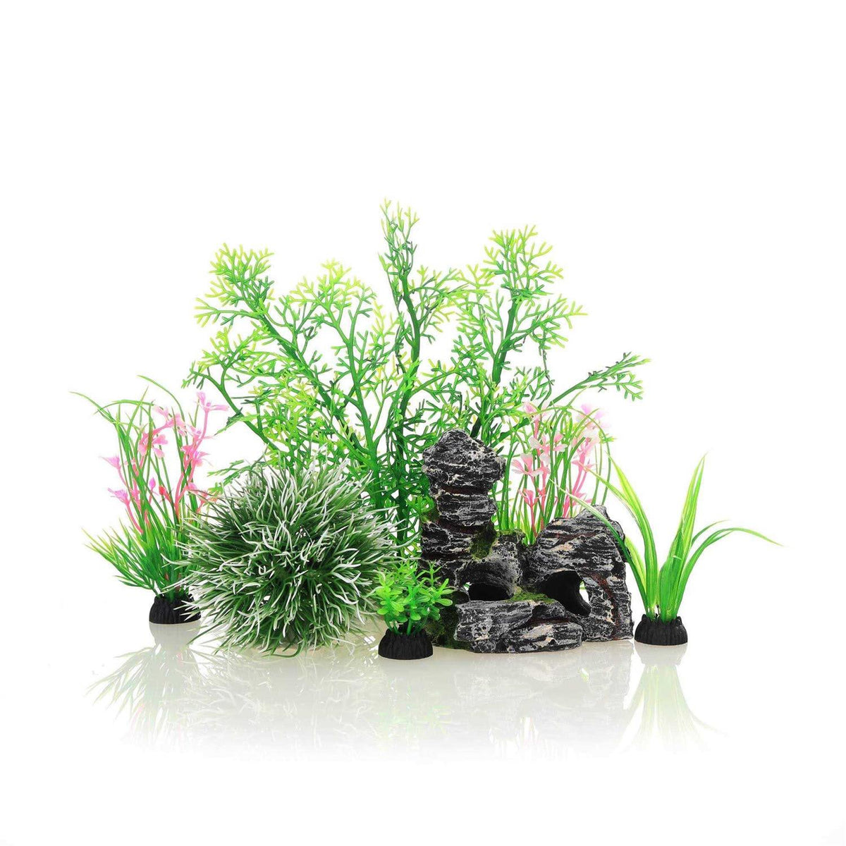 Plastic 7 Pieces Artificial Fish Tank Decor Set T5887