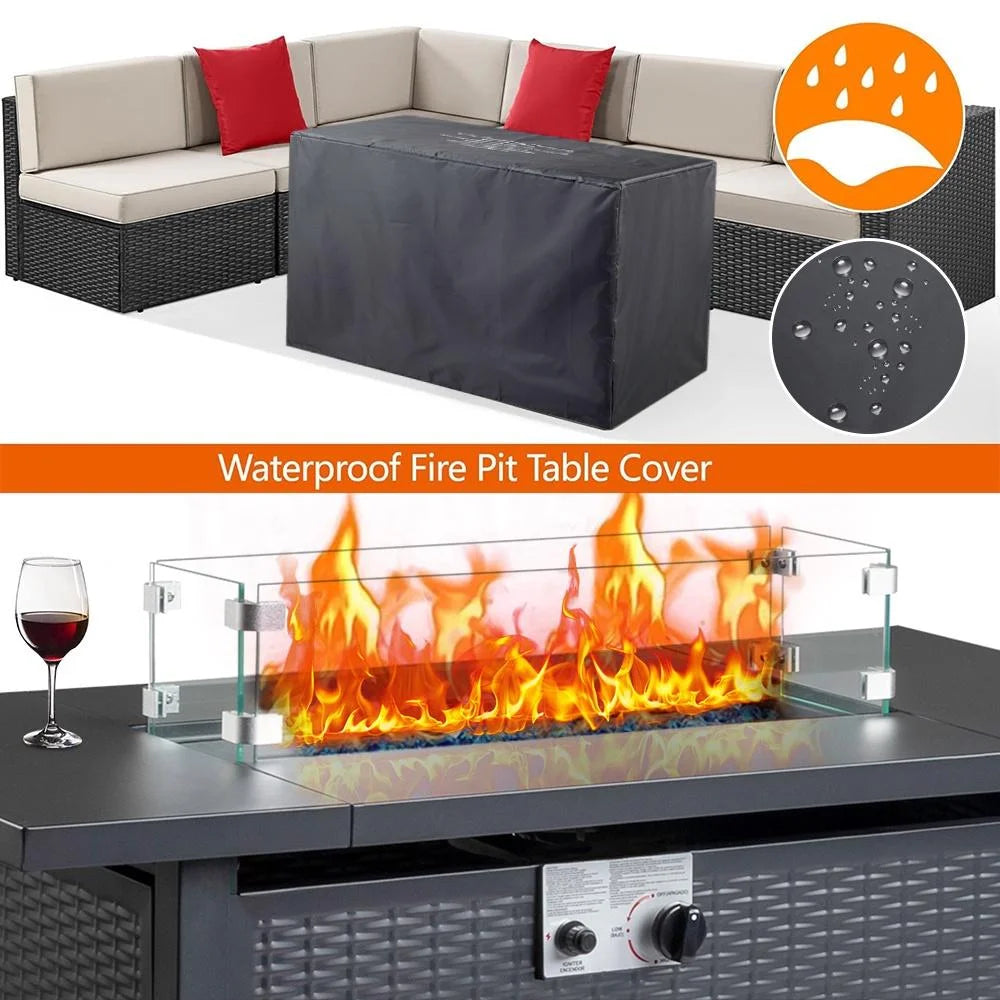 43'' Propane Fire Pit Table with Rain Cover and Wind Guard T846539