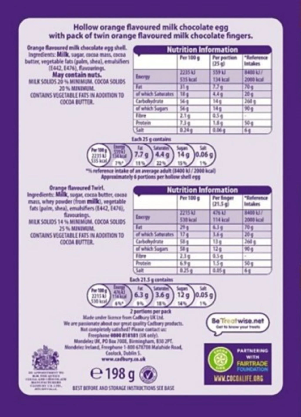 Cadbury Twirl Orange Large Egg 198G A501